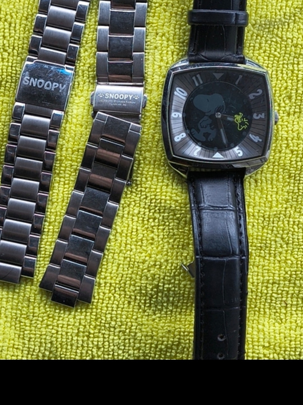 Men's Black Leather Strap Watch - Branding